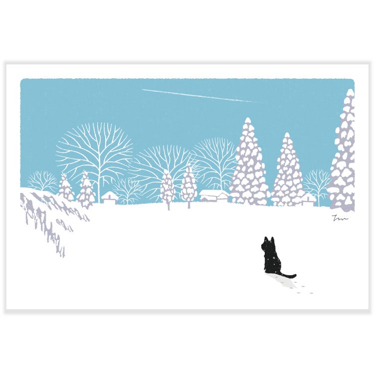 Traveling Cat Postcard - Winter / Snowy Day