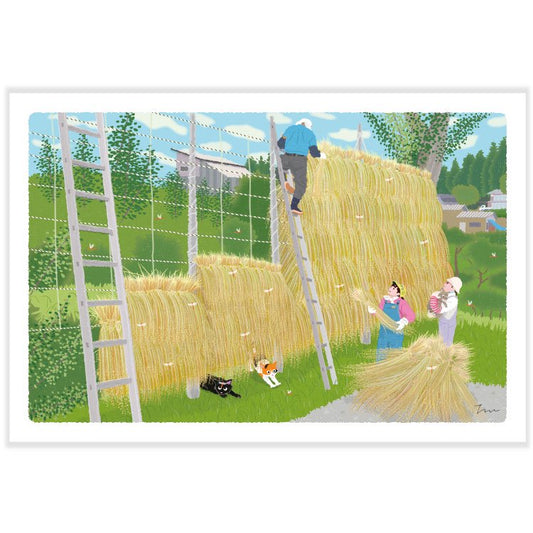 Traveling Cat Postcard - Autumn / Harvest