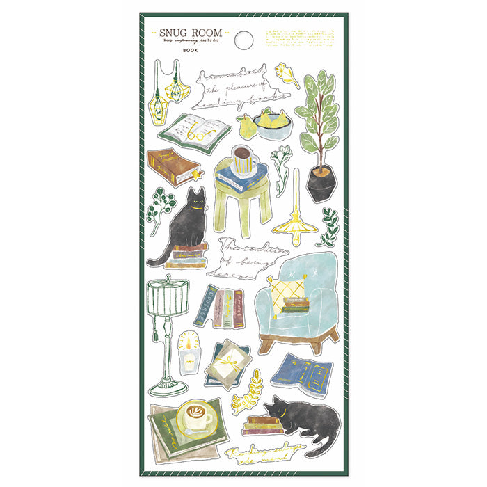 Snug Room Stickers - Book & Cat