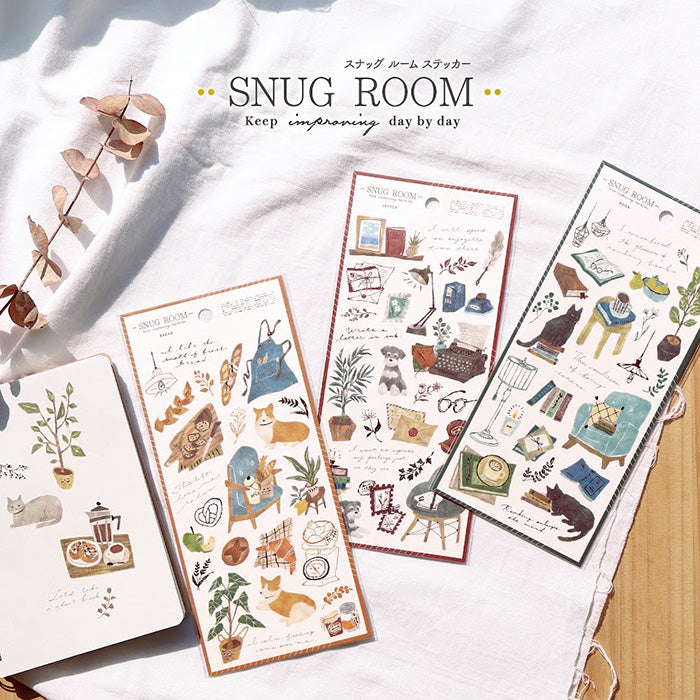 Snug Room Stickers - Book & Cat