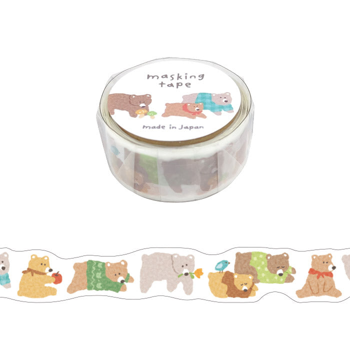 Hokkori Die-cut Washi Tape - Bear