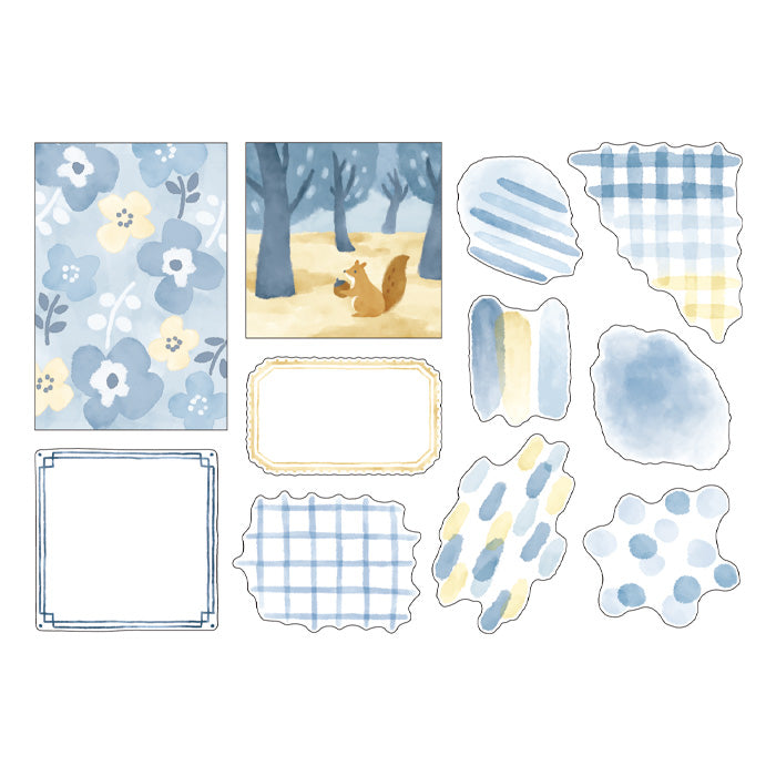 Watercolor Flake Stickers - Blue