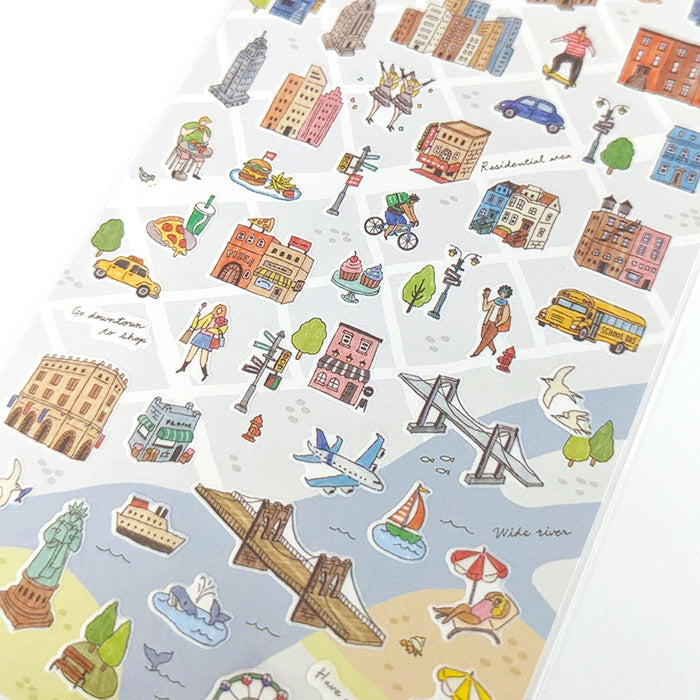 Town Map Stickers - Blue City – Cute Things from Japan