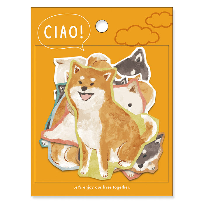 Ciao Large Flake Stickers - Shiba Dog