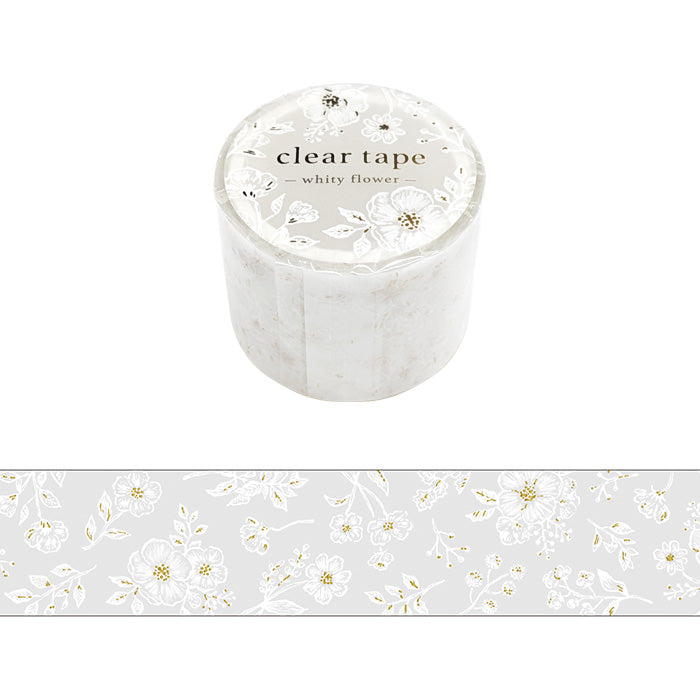 Shiny Clear Tape - White Flower