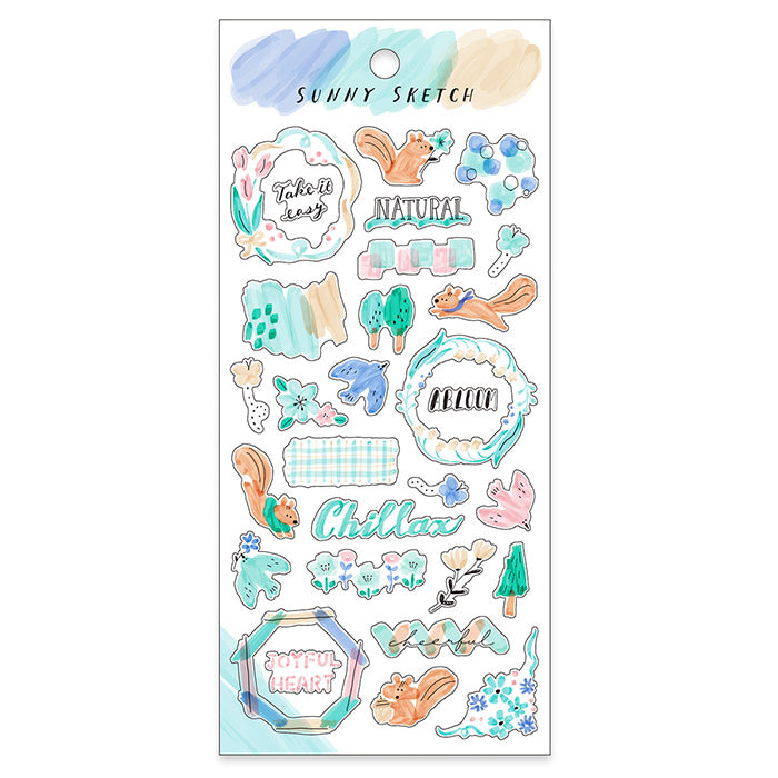 Sunny Sketch Stickers - Light Blue