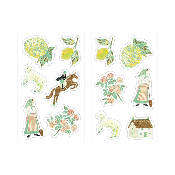 Yuka Takamaru Collage Stickers Set - Light Green