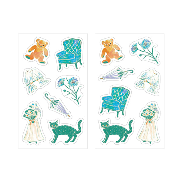 Yuka Takamaru Collage Stickers Set - Green