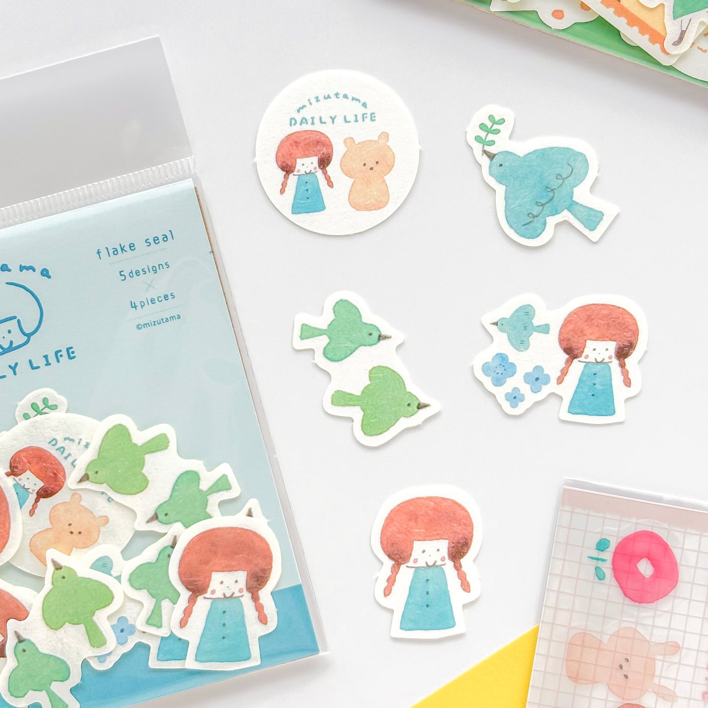 mizutama Limited Edition Flake Stickers - Happy Blue Bird