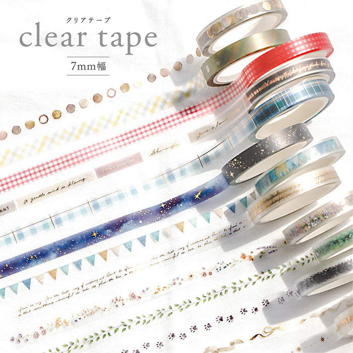 Shiny Slim Clear Tape - Pink Labels