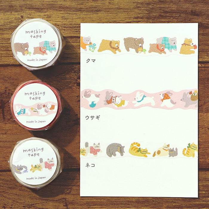 Hokkori Die-cut Washi Tape - Bear