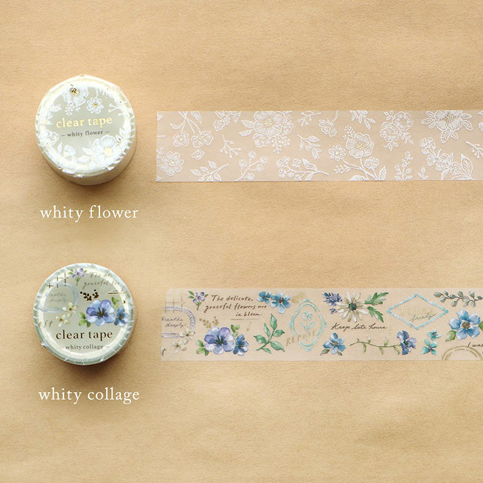 Shiny Clear Tape - White Flower