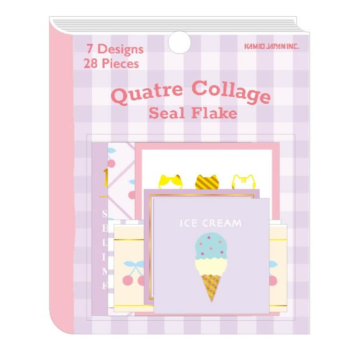 Collage Flake Stickers - Purple Cat
