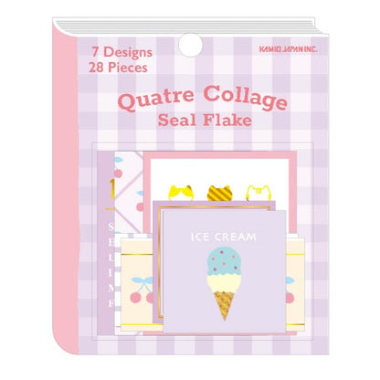 Collage Flake Stickers - Purple Cat