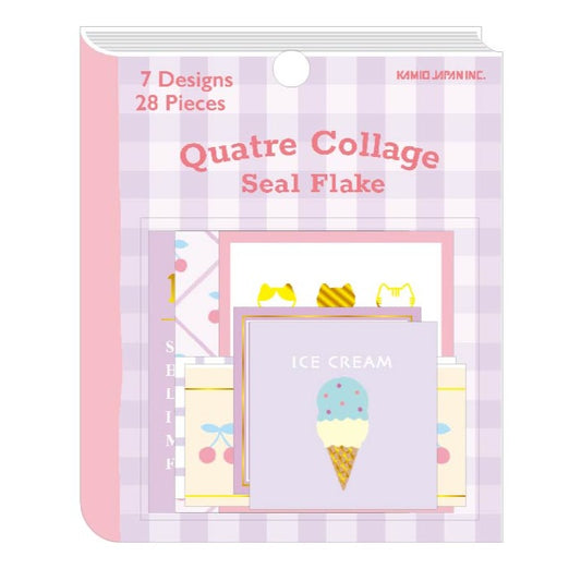 Collage Flake Stickers - Purple Cat