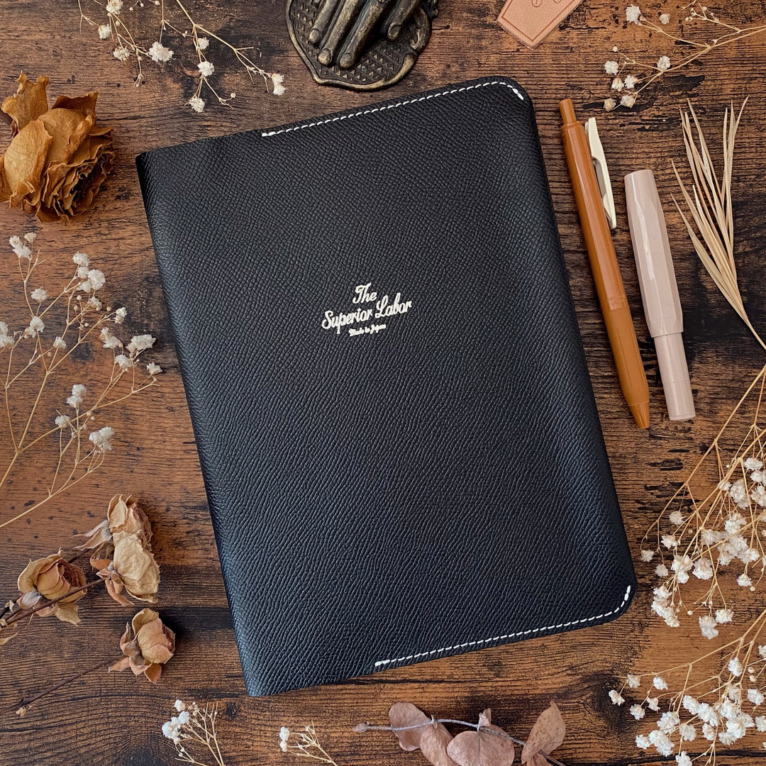 Limited Edition The Superior Labor Calf Leather Notebook Cover (A5) - Black