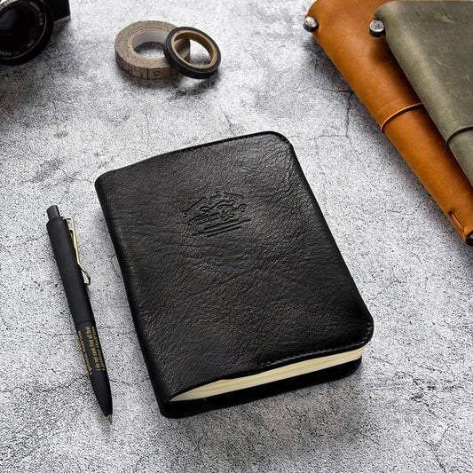 The Superior Labor / Oil Leather A6 Notebook Cover - Black