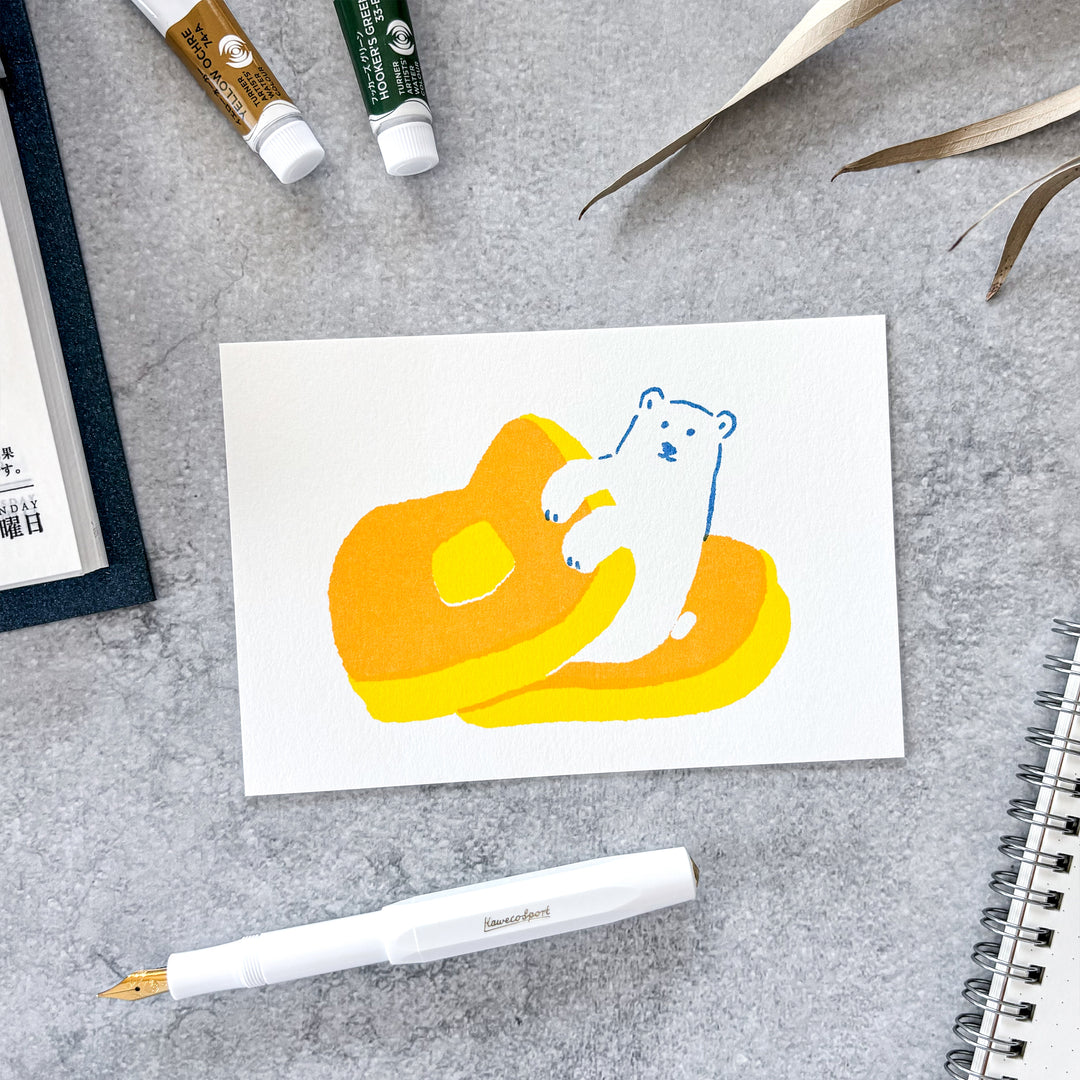 Retro Style Postcard - Sleepy Polar Bear