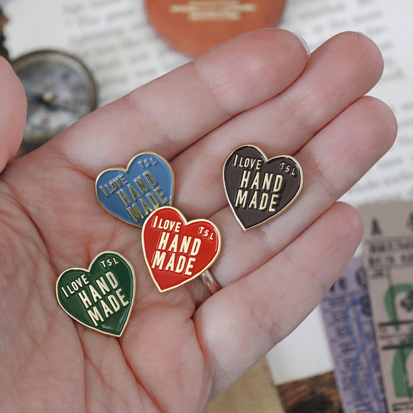 The Superior Labor Brass Pin - I Love Handmade