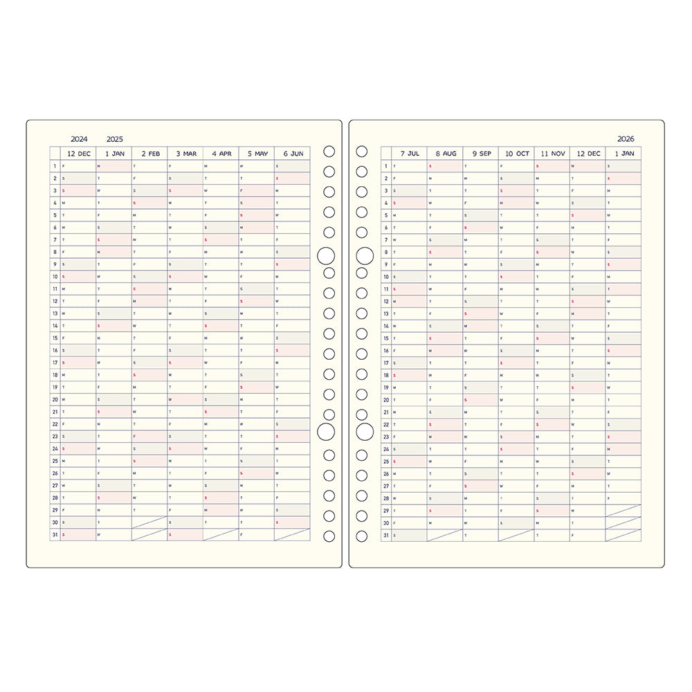 Loose Leaf 2025 Planner Set - Cream (A5 size / 20 holes)