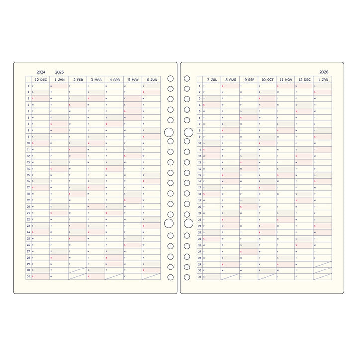 Loose Leaf 2025 Planner Set - Cream (A5 size / 20 holes)