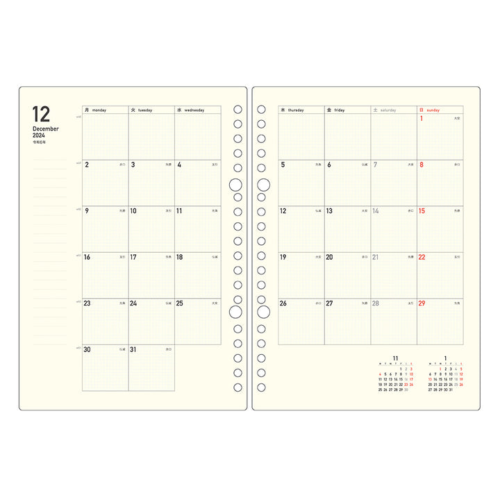 Loose Leaf 2025 Planner Set - Cream (A5 size / 20 holes)