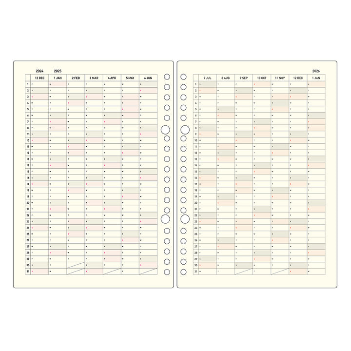 Loose Leaf 2025 Planner Set - Cream (A5 size / 20 holes)