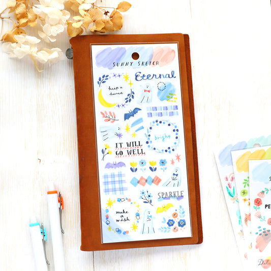 Sunny Sketch Stickers - Night Blue