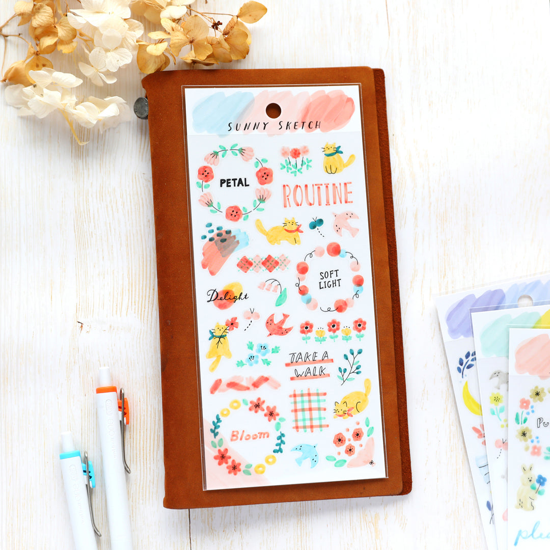 Sunny Sketch Stickers - Pink