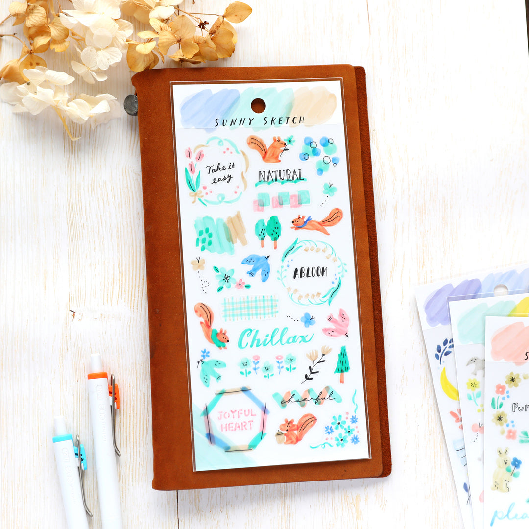 Sunny Sketch Stickers - Light Blue