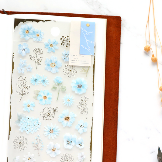Floral Stickers - Blue