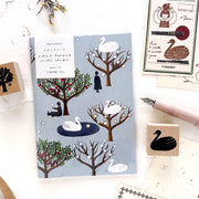 Nishi Shuku / A6 Stamp Notebook - swan forest
