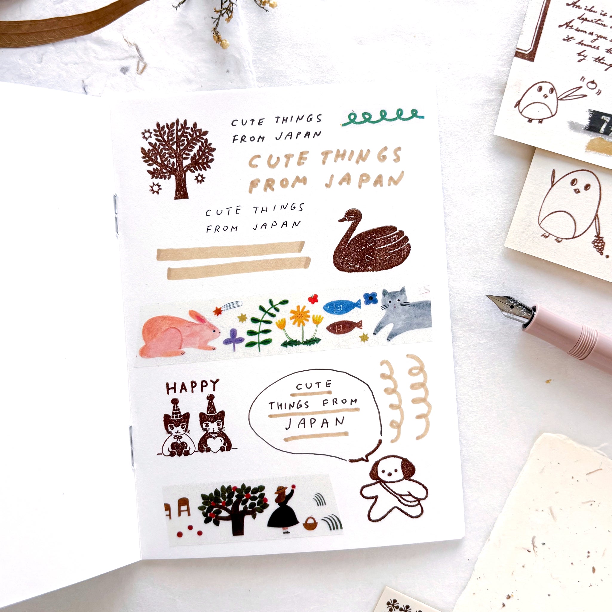 Nishi Shuku / A6 Stamp Notebook - swan forest