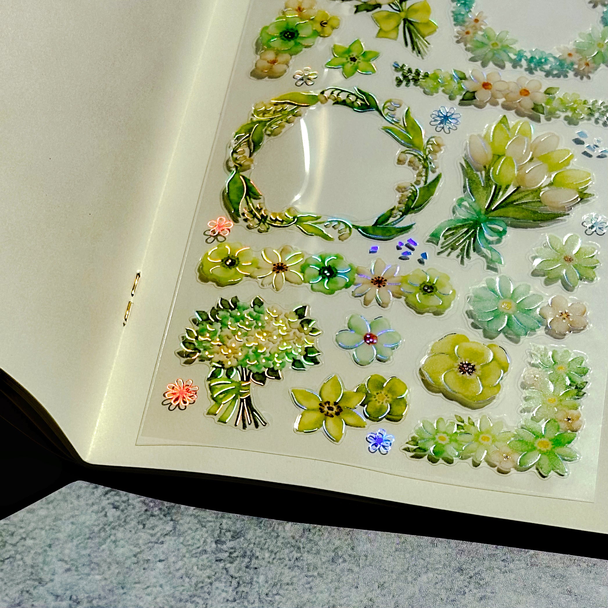 Mind Wave / Floria Stickers - Green Flowers