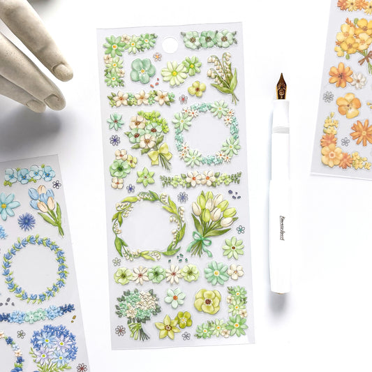 Mind Wave / Floria Stickers - Green Flowers