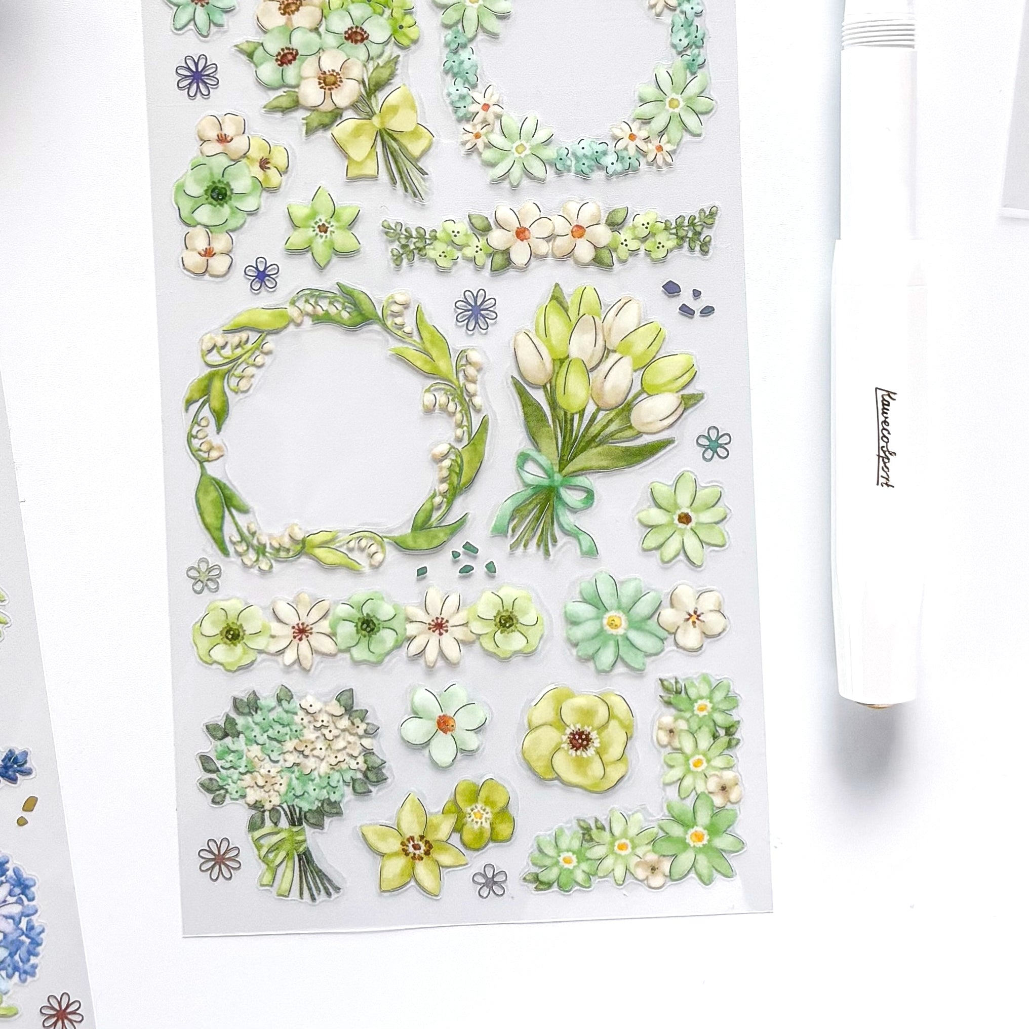 Mind Wave / Floria Stickers - Green Flowers