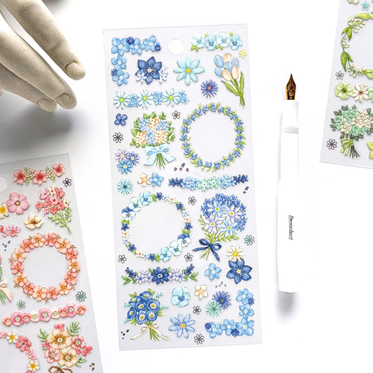 Mind Wave / Floria Stickers - Blue Flowers