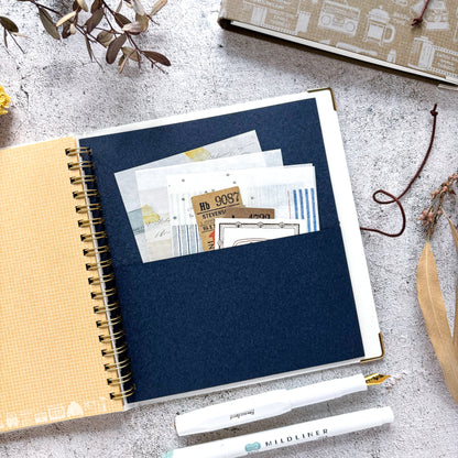 eric / Leather String-tie Notebook w/t pocket - White Cover (kraft paper)
