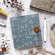 eric / Leather String-tie Notebook w/t pocket - Gray Cover (cream paper)