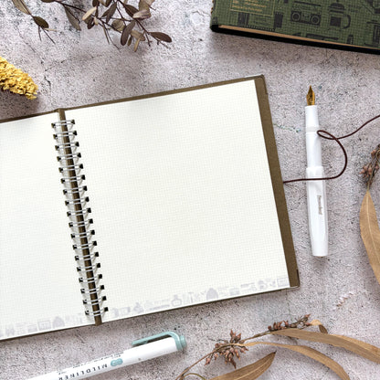 eric / Leather String-tie Notebook w/t pocket - Khaki Cover (cream paper)