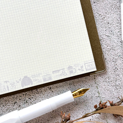 eric / Leather String-tie Notebook w/t pocket - Khaki Cover (cream paper)