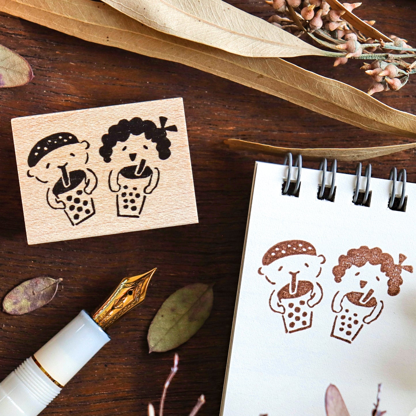 Hankodori / Rubber Stamp - Bubble Tea Friends