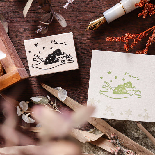 Hankodori / Rubber Stamp - Flying Cat