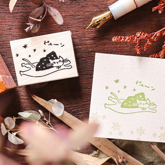 Hankodori / Rubber Stamp - Flying Cat
