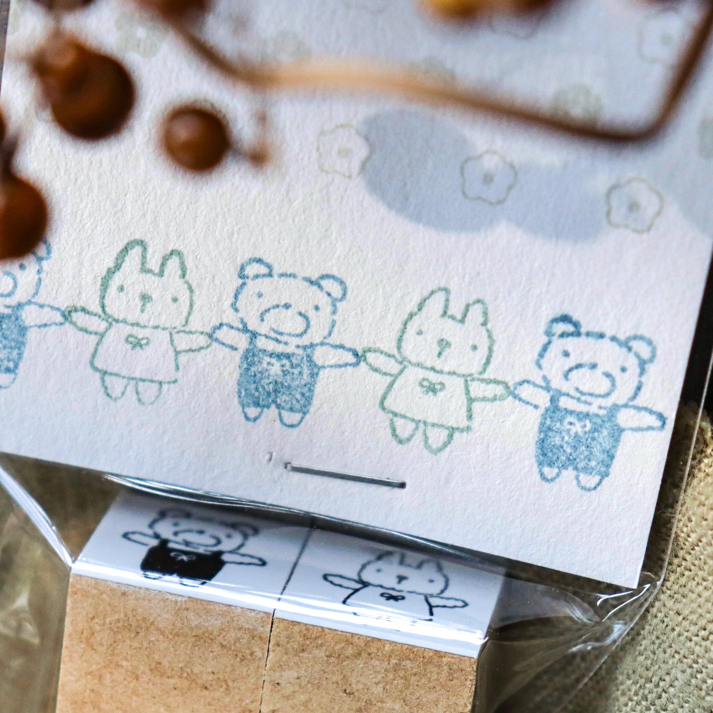 Hankodori / Mini Rubber Stamp Set - Happy Friends