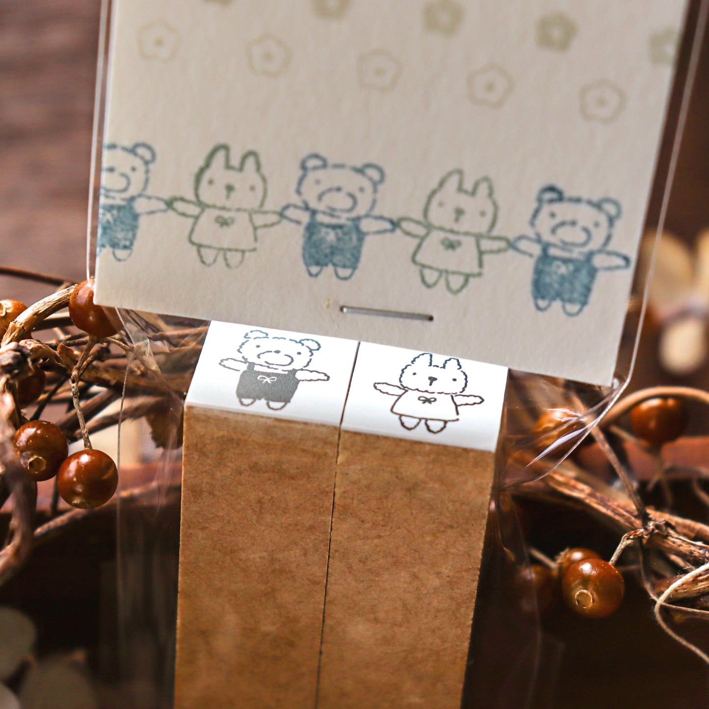 Hankodori / Mini Rubber Stamp Set - Happy Friends