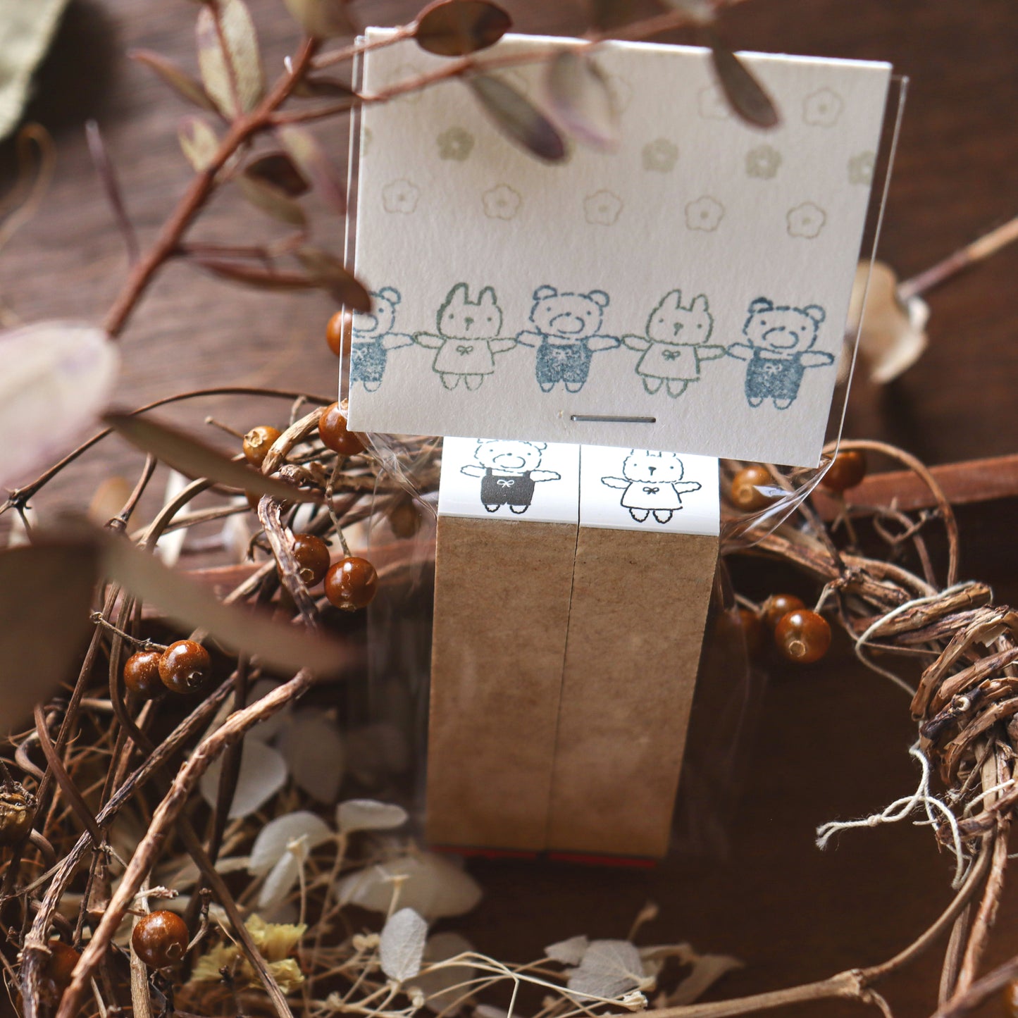 Hankodori / Mini Rubber Stamp Set - Happy Friends