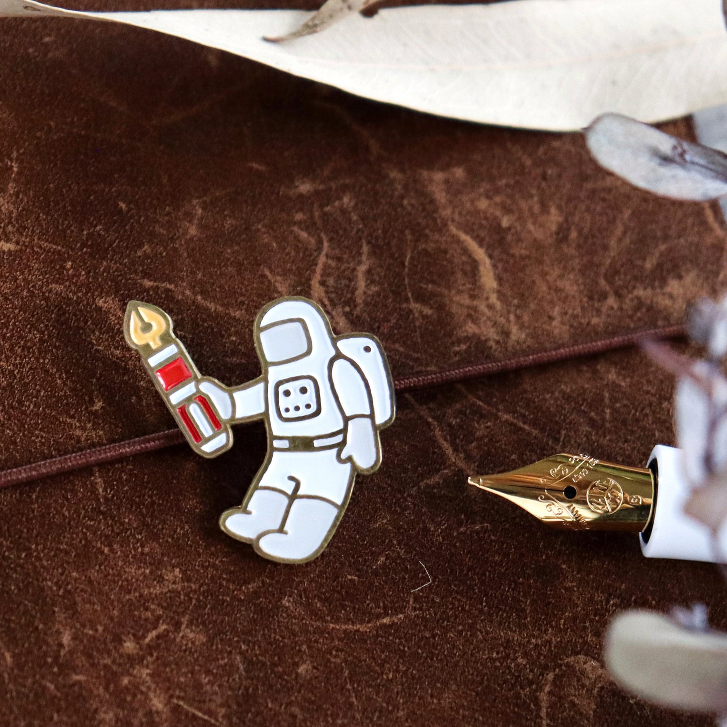 TSL x eric X CTFJ / Brass Concho Charm - Astronaut with Fountain Pen