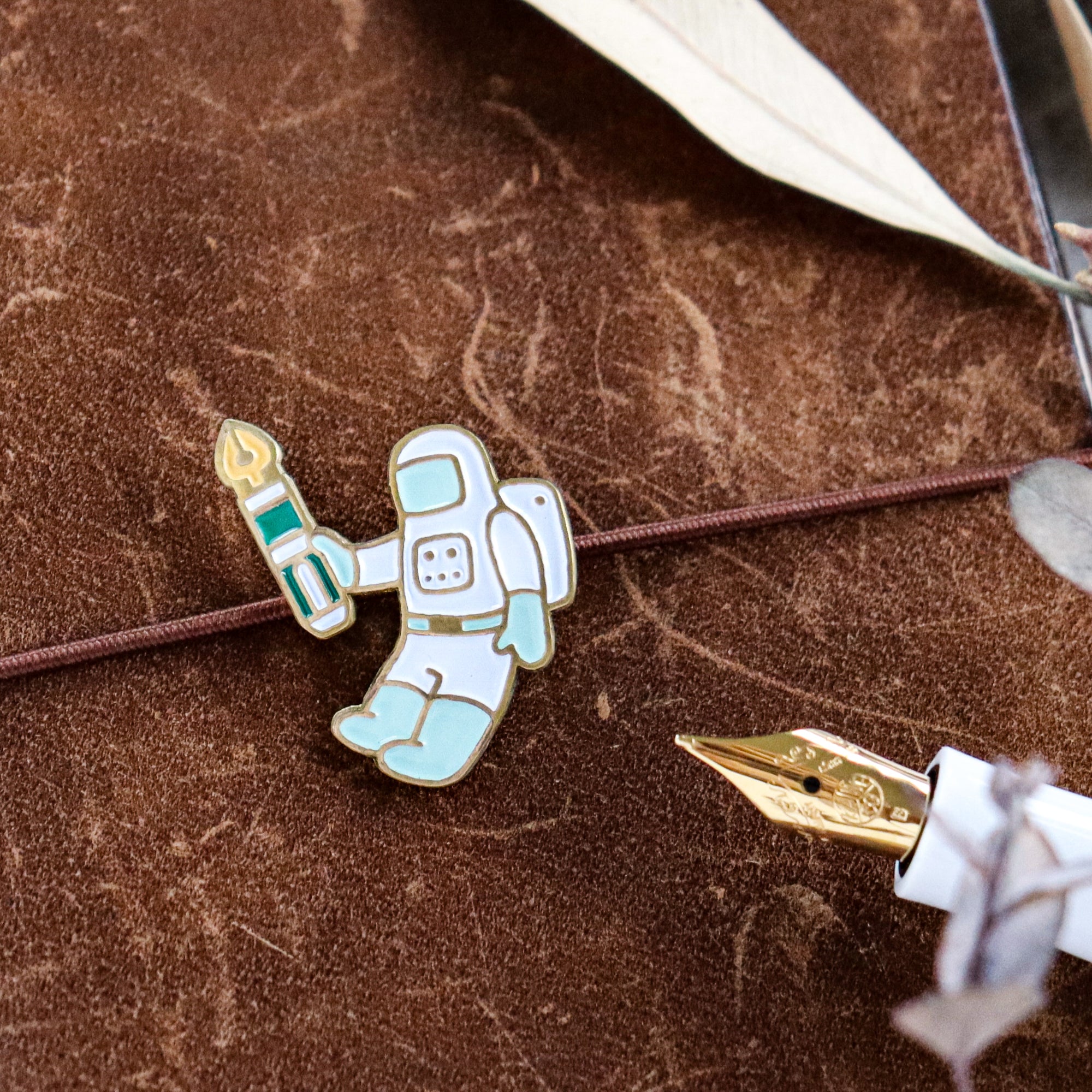 Limited Edition TSL x eric X CTFJ / Brass Concho Charm - Astronaut with Fountain Pen