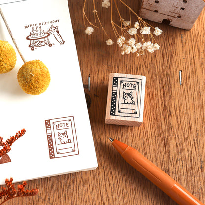 Pottering Cat / Cat Rubber Stamp - Notebook